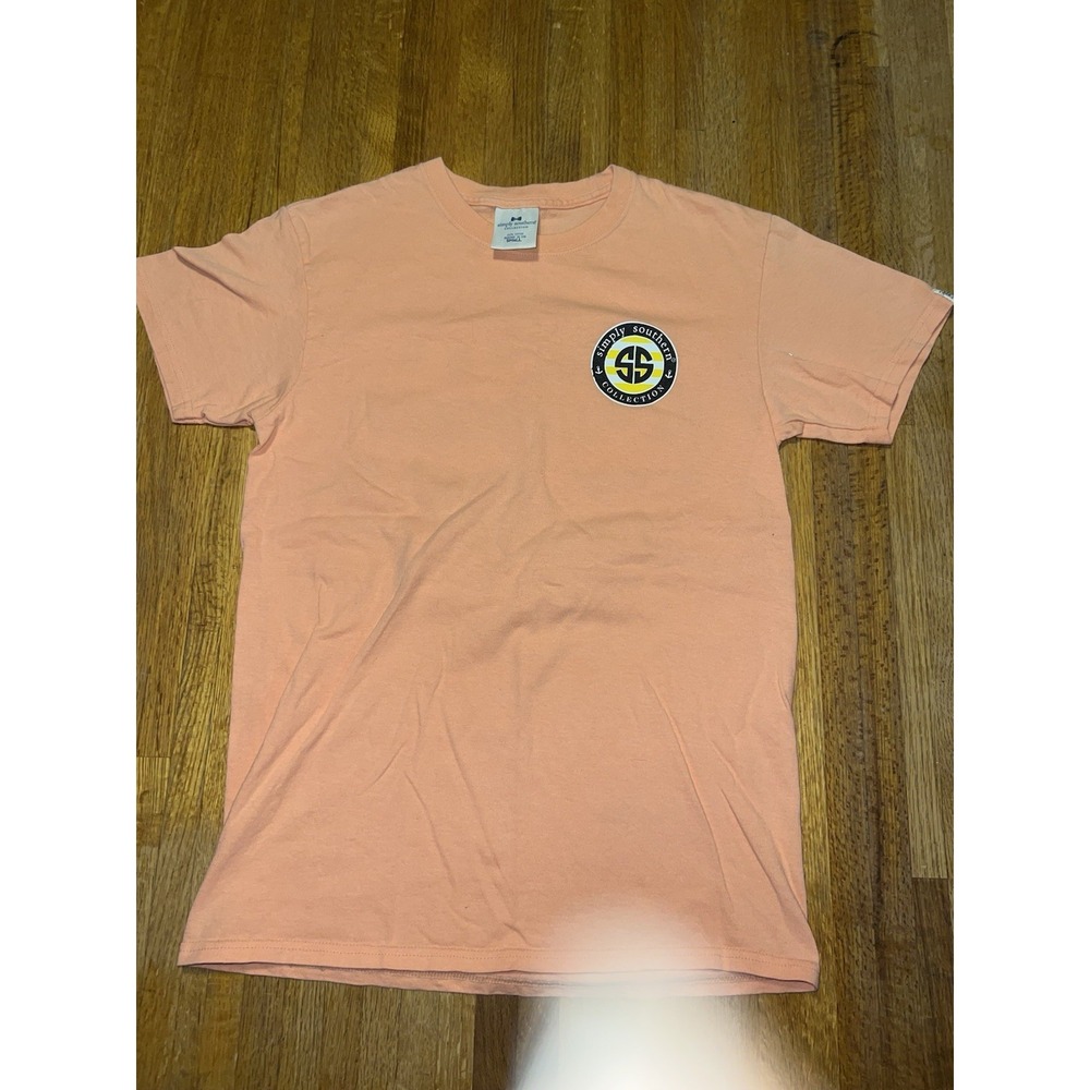 Simply Southern Women Small Peach Mama Bear Mimi Sunflower‎ Short Sleeve Tee